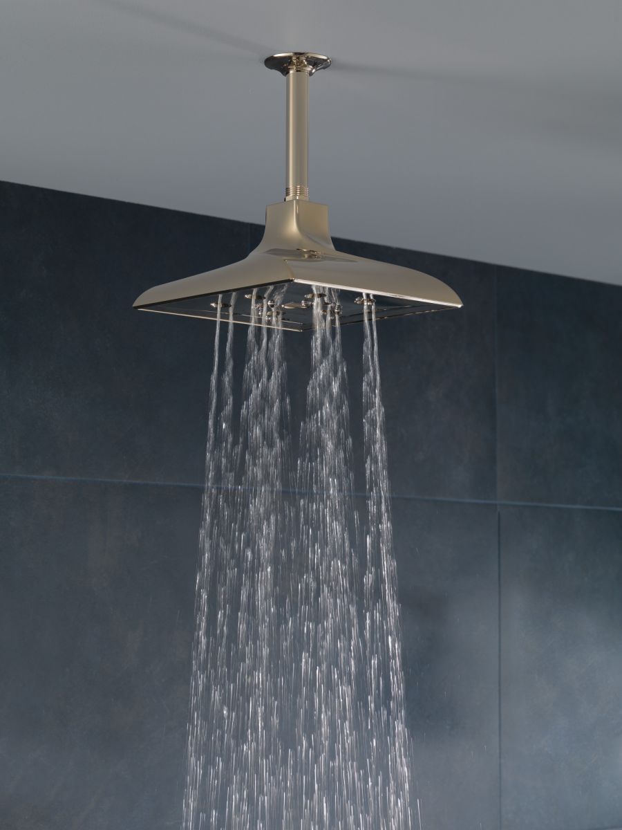 BRIZO Essential Shower 6" Ceiling Mount Shower Arm And Square Flange — Polished Nickel