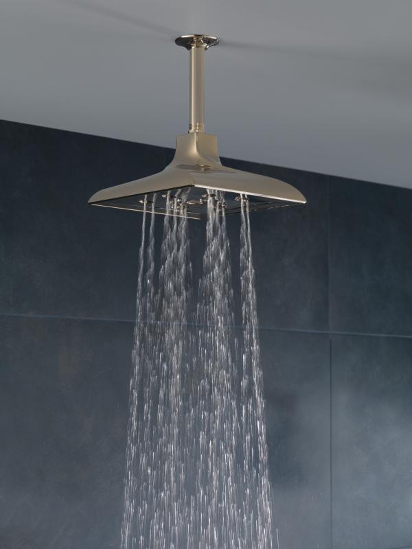 BRIZO Essential Shower 6" Ceiling Mount Shower Arm And Square Flange — Polished Nickel